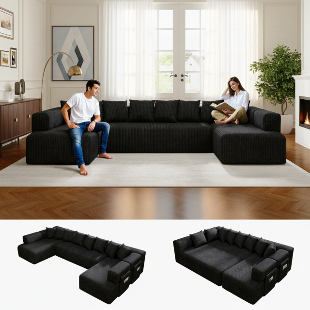 Free Shipping | 146-Inch U-Shaped Sectional Sofa for Open Floor Plans