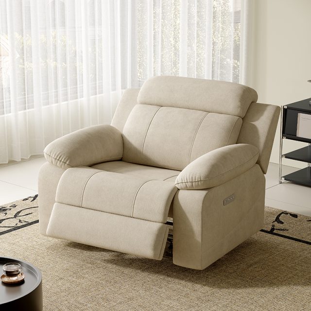 Fabric Power Recliner Chair with Padded Arms OEM Supply