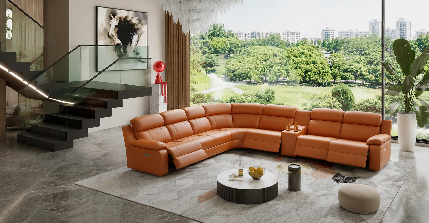 Recliner sofa in a modern living room