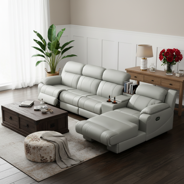 L-Shaped Sectional Sofa with Console for Open Floor Plans