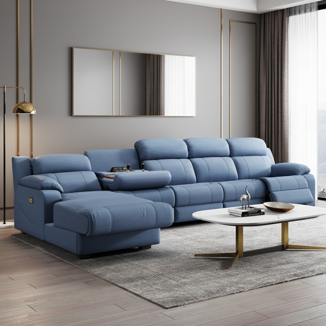 L-Shaped Sectional Sofa with Console for Family Rooms