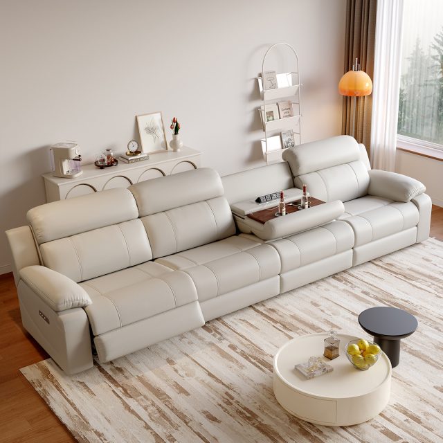 Power Reclining Sofa with Console for Entertainment Rooms