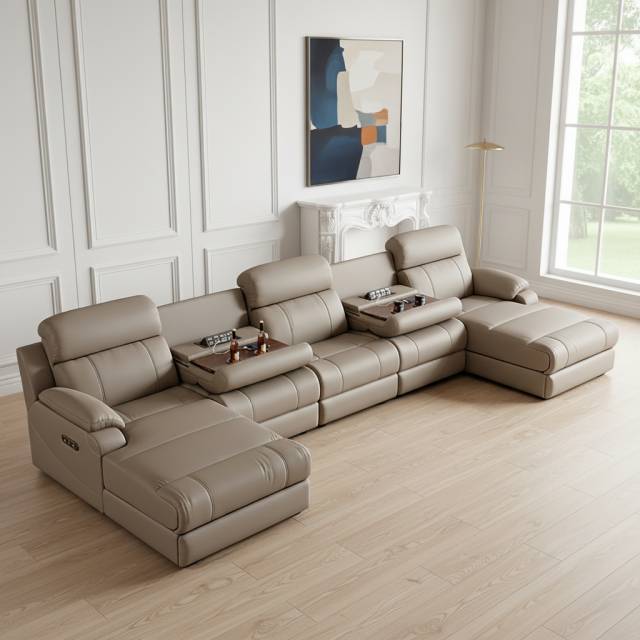 Power Reclining Sectional Sofa with Console OEM Supplier