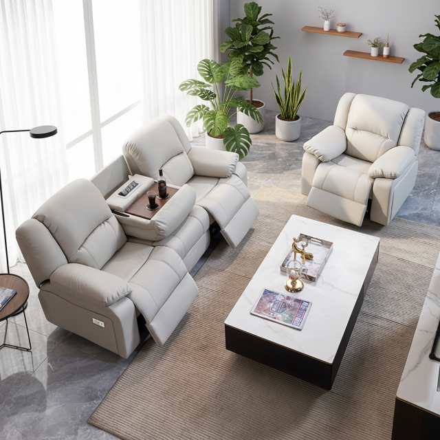 Power Reclining Sofa with Dual Recliners OEM Supplier