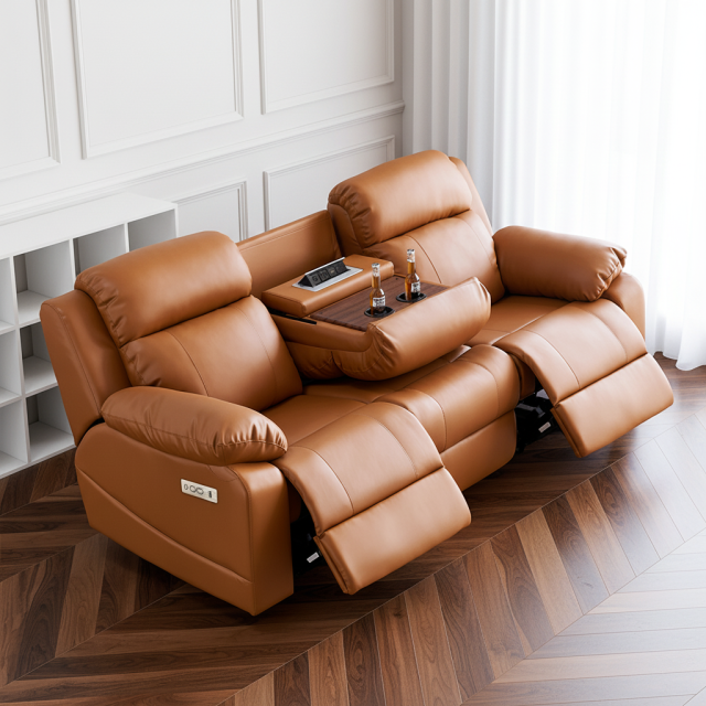 Orange Electric Recliner Sofa with Console OEM Supplier