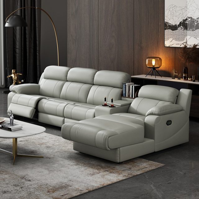 3-Seater Gray Power Reclining Sofa with Console OEM Supply