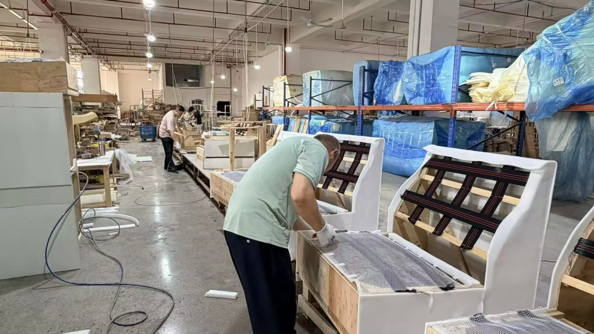Sofa electrical assembly at QIANTONG factory