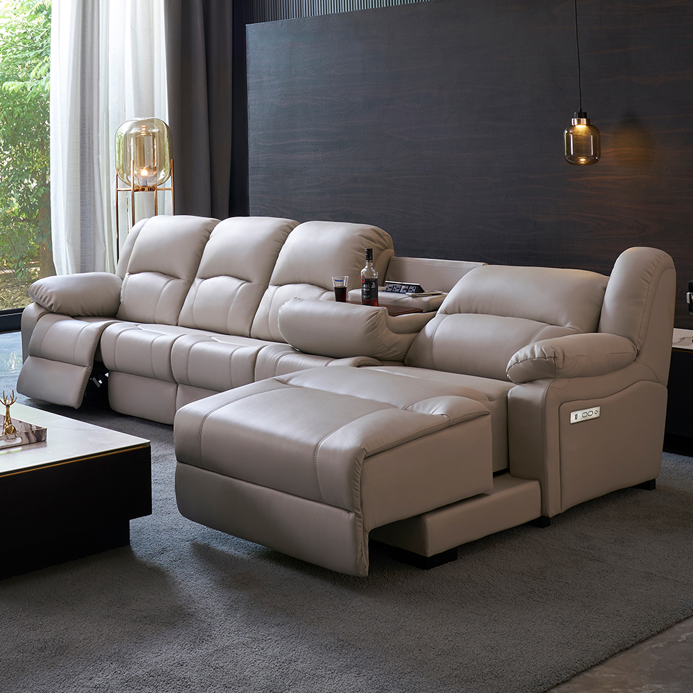 L-shaped reclining sectional sofa