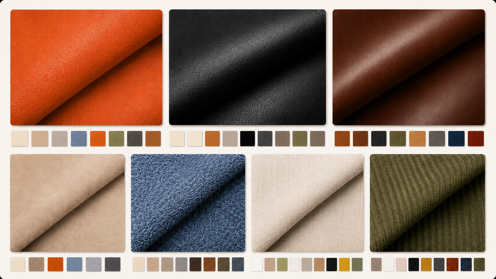Sofa fabric and leather upholstery options