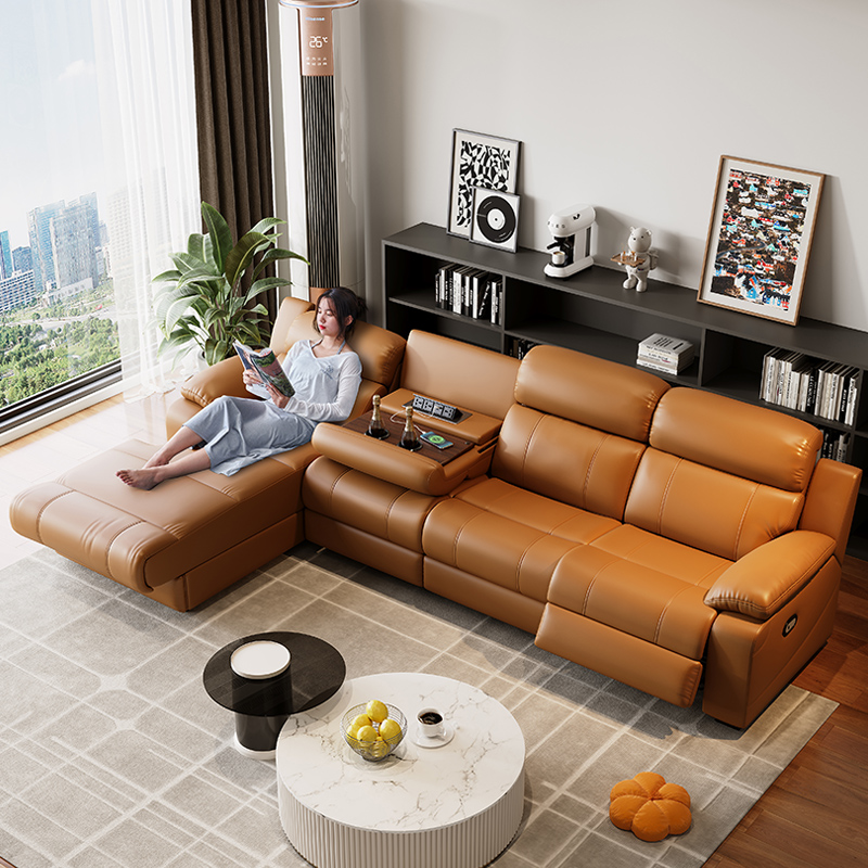 Leather-Upholstered Power Reclining Sofa gallery image 4