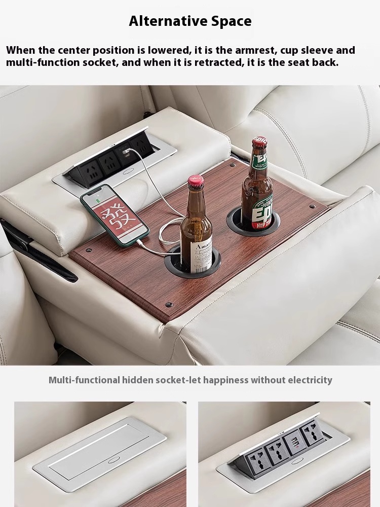 Leather-Upholstered Power Reclining Sofa gallery image 6